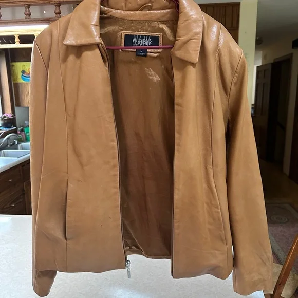 Wilson’s Classic Tan Leather Jacket Fully Lined Sz L - Picture 2 of 9